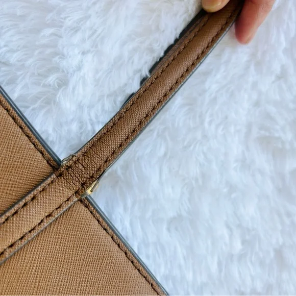 Tory Burch Brown Tote Bag with Metallic Accents Emerson small tote moose